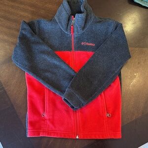 Boys Jacket - Columbia Charcoal and Crimson Fleece Jacket